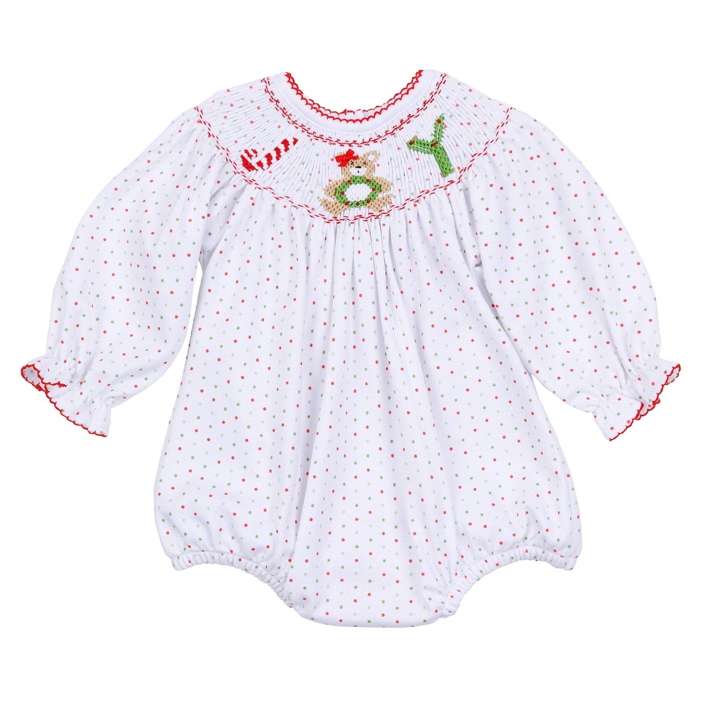 Christmas Joy Classics Bishop Long Sleeve Bubble - Red Girl: 9 Months