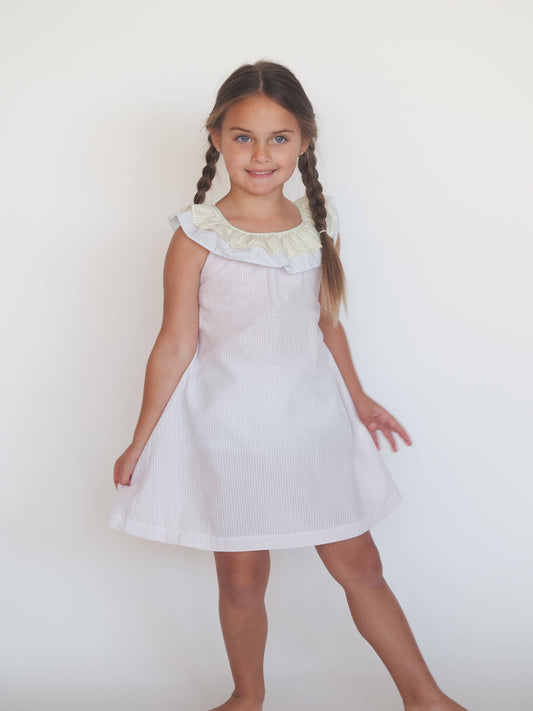 Colorblock Seersucker Girls Dress: 5t