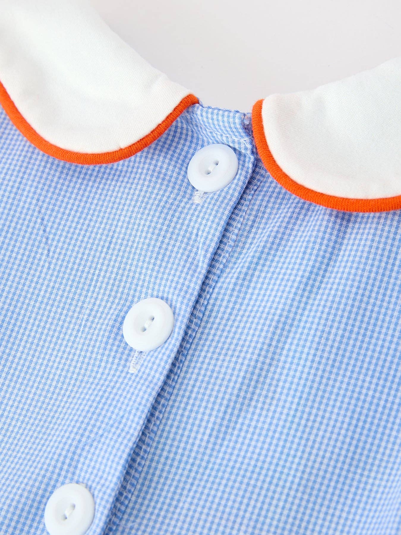 Fall Girls Plaid Pumpkin Appliqué Peter Pan Collar Dress