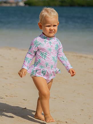 Baby Girls UPF50+ Alissa Infant Ruffle Rash Guard Swimsuit: Sweet Surfboards
