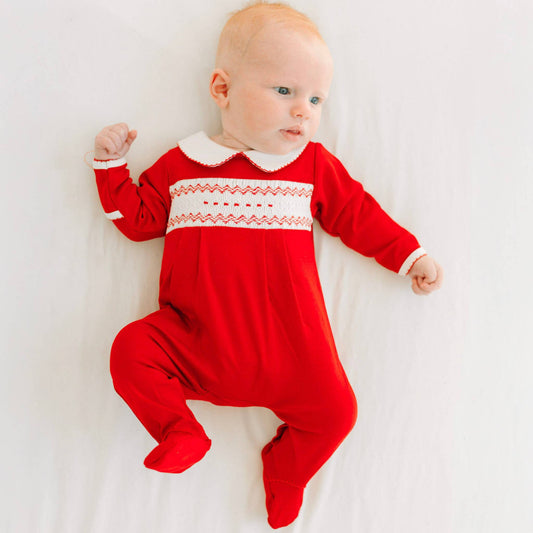 Chris Classics Smocked Unisex Footie - Red: