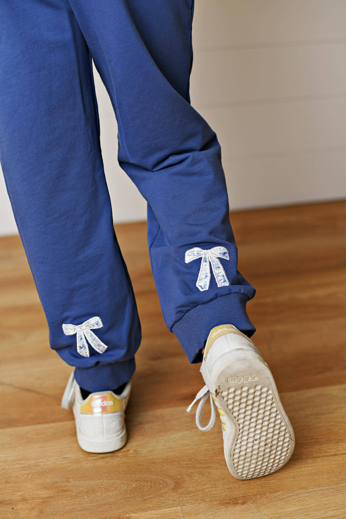 Girls Blue Bow Front Fall Winter Comfy Hooded Sweat Set