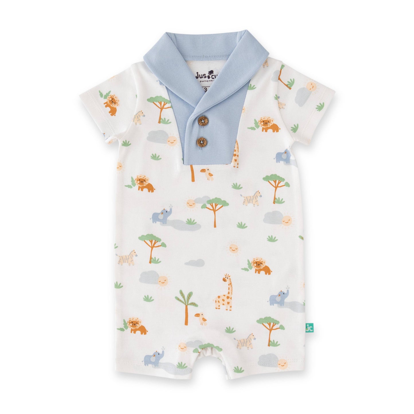 Organic Safari Adventure Baby Romper – Short Sleeve