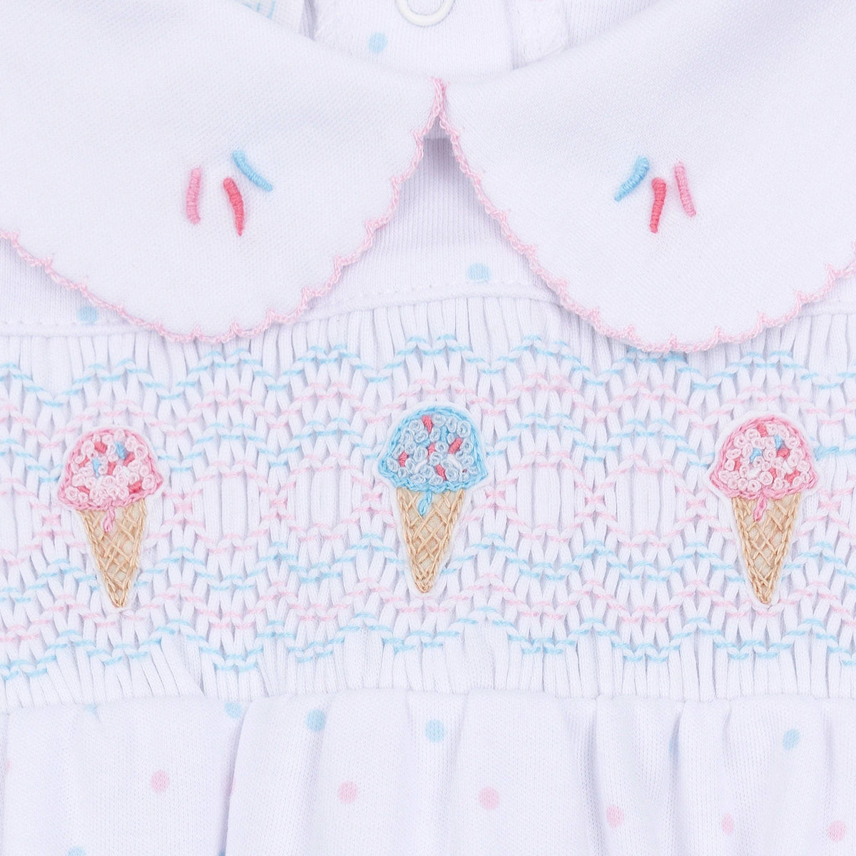 Ice Cream Classics Smocked Collared Bubble:
