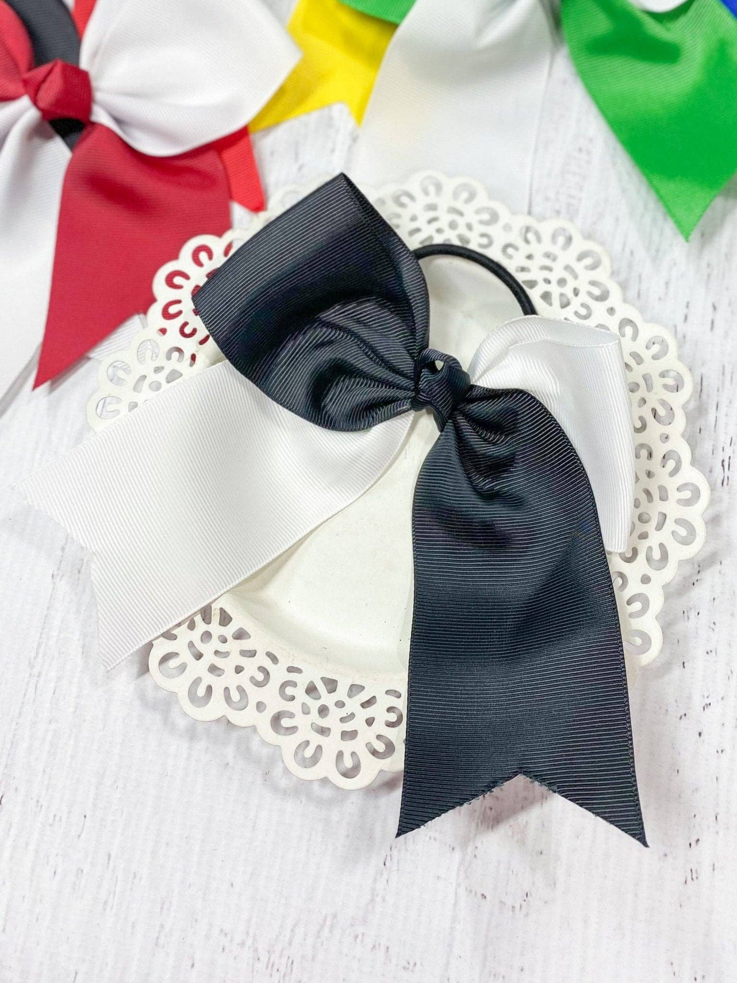School Spirit Cheer Bows - Pony O - 6": Blue/Yellow