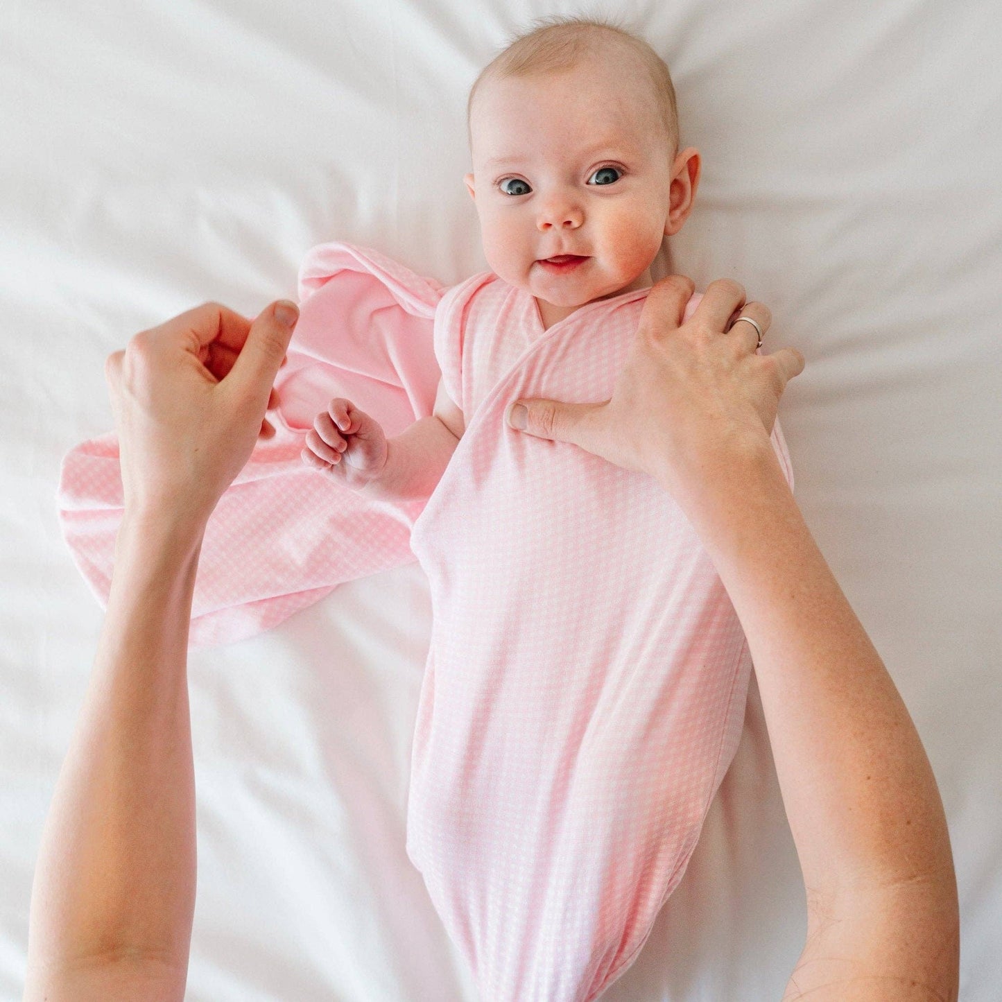 COCOON SWADDLE SET in Silky Modal: Bitty Blooms & Baby Pink Gingham / Small