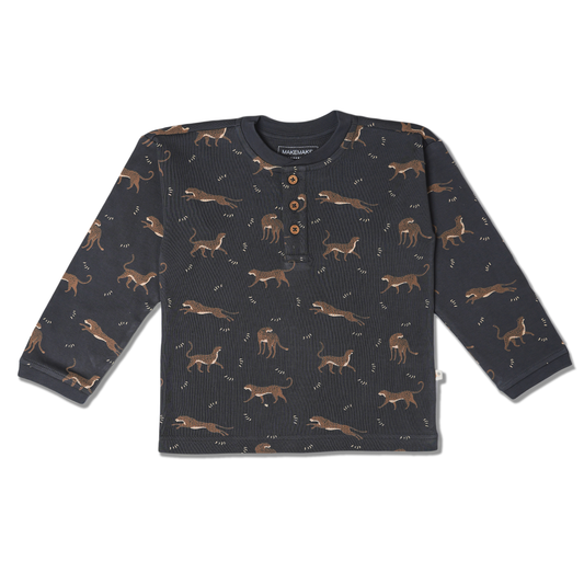 Organic Henley Tee - Leopard