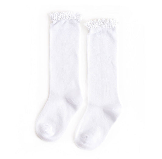 White Lace Top Knee High Socks: 0-6M