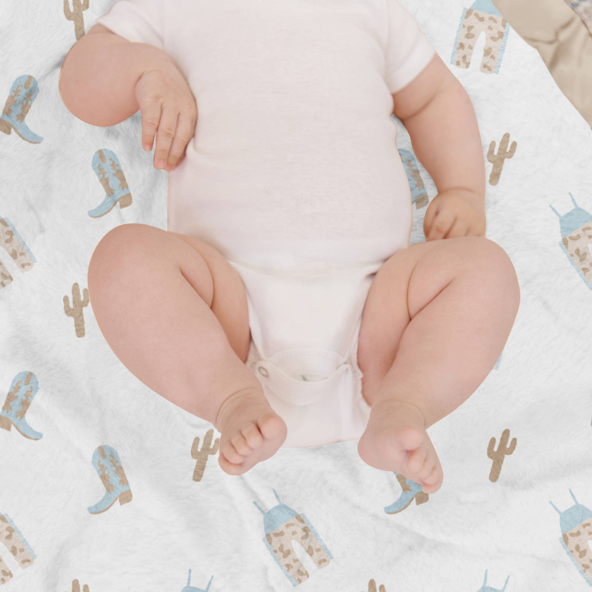 Reversible Baby Blanket - Howdy Partner Blue