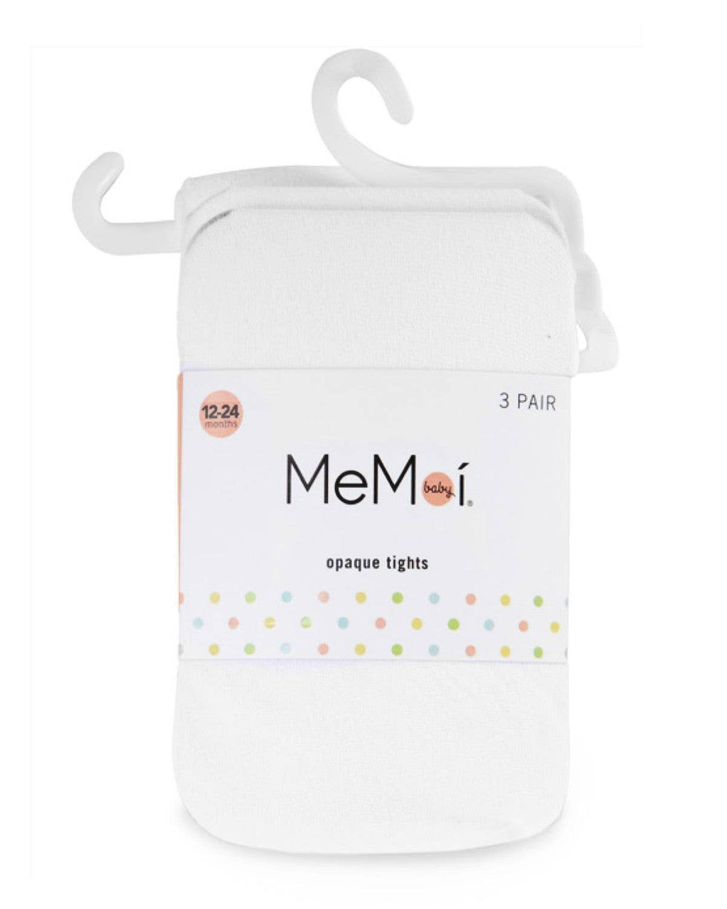 MeMoi Solid Nylon Infant Tights 3 Pack: White-Pink-White