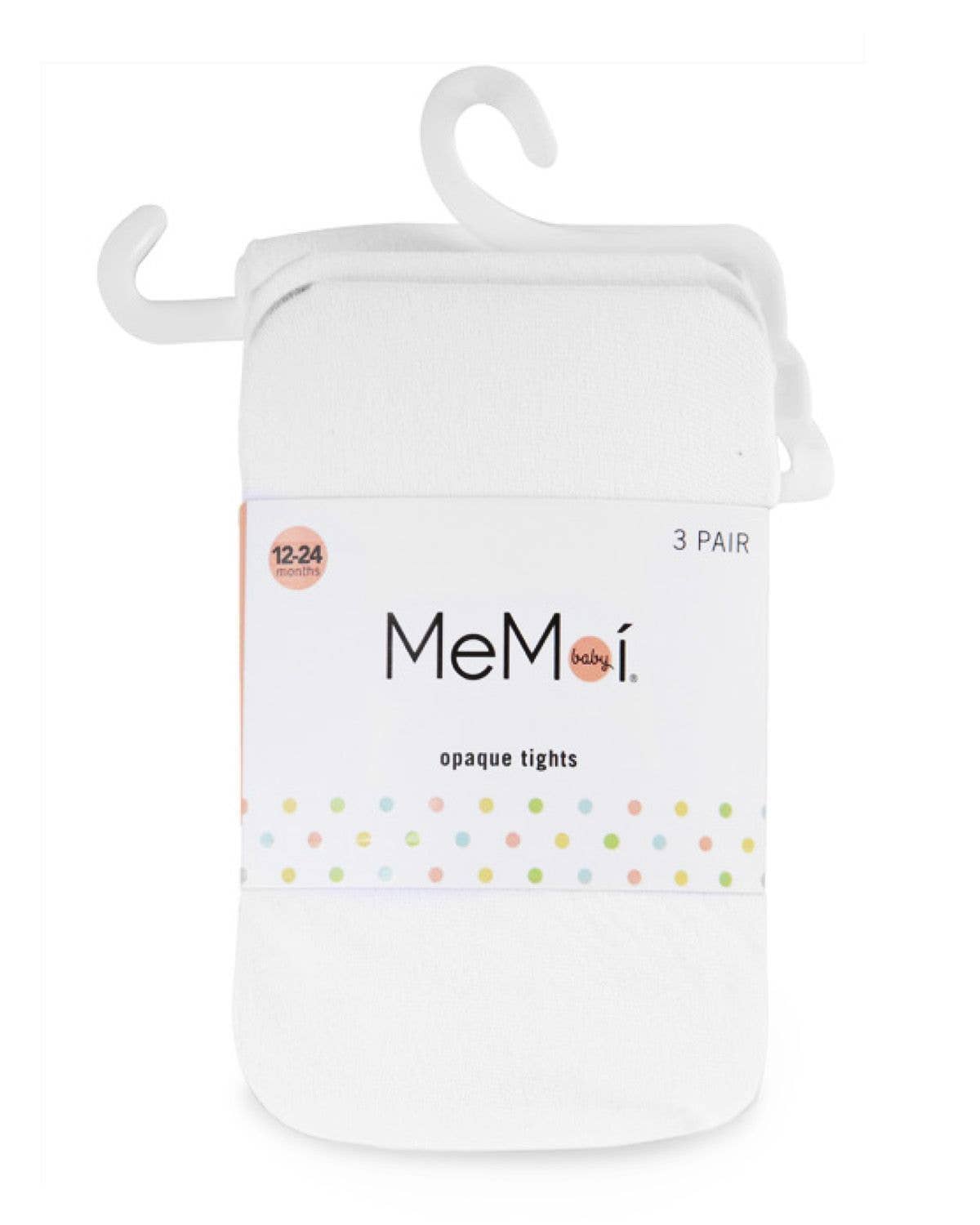 MeMoi Solid Nylon Infant Tights 3 Pack: White-Pink-White