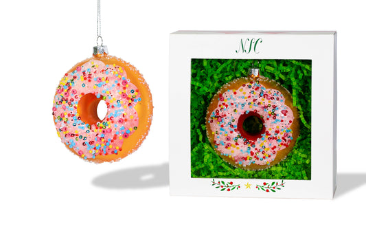 North Star Christmas | Pink Sprinkle Donut Glass Ornament