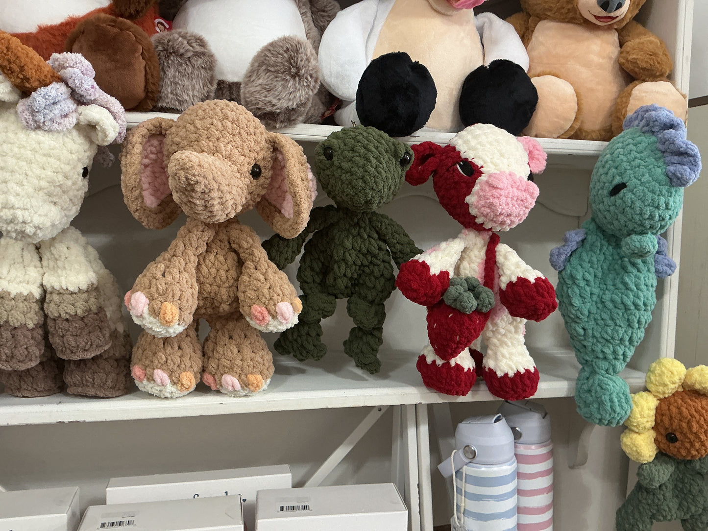 Locally handmade crocheted animals.