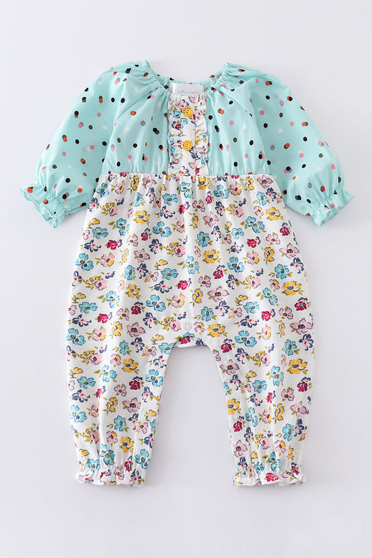 Platinum Mint Floral Romper