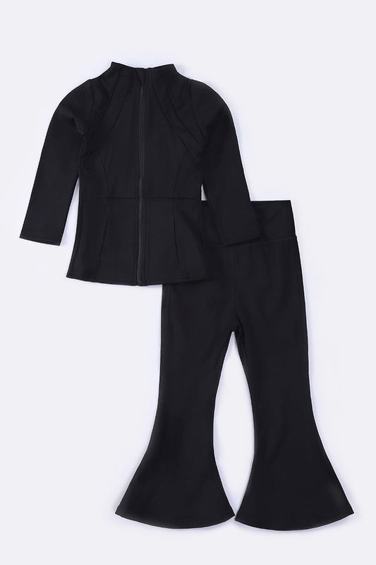 Black Active Flare Pants Set