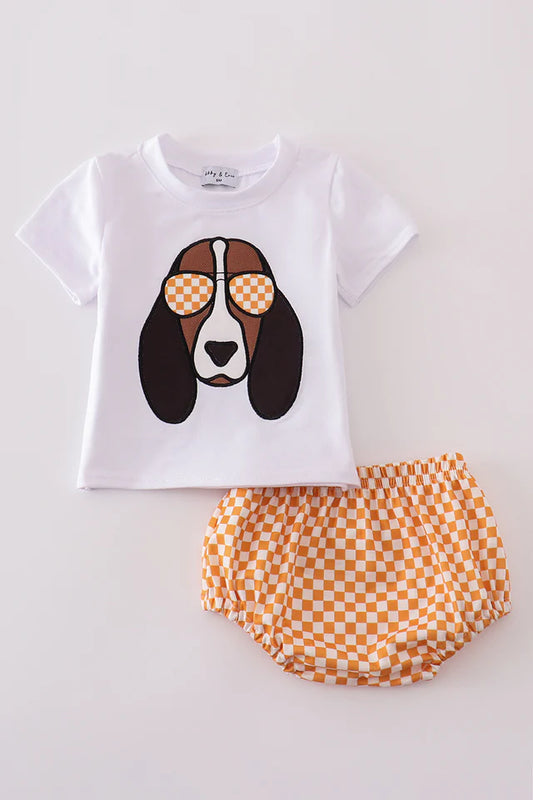 Orange Tennessee applique bloomer set