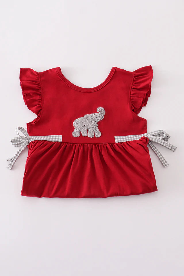 Alabama elephant french knot ruffle short set