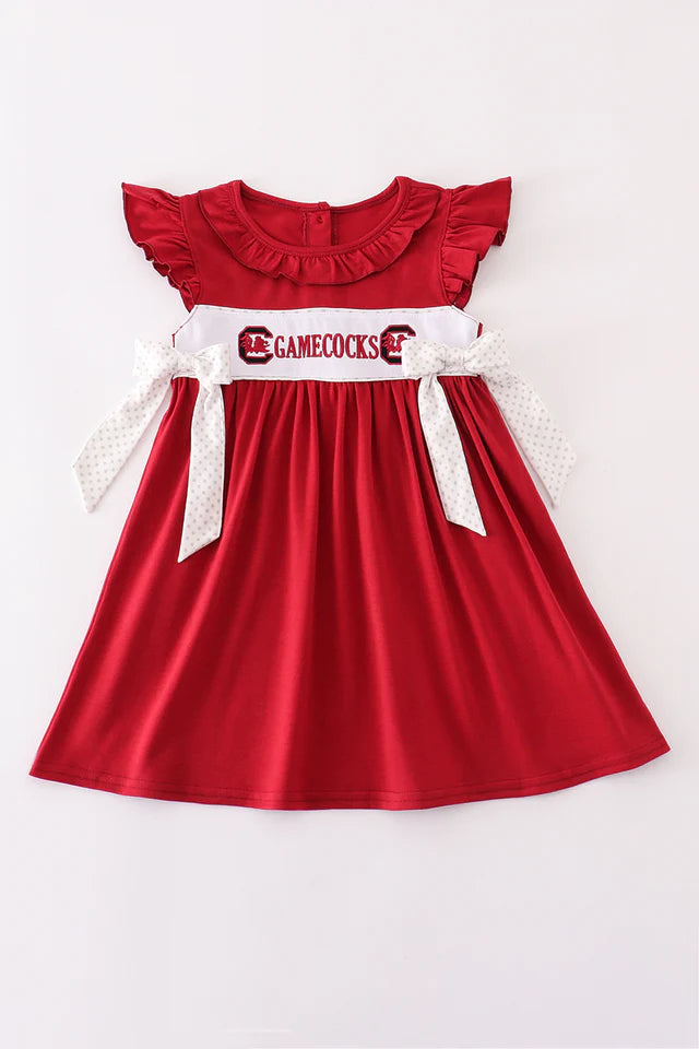 Gamecocks Embroidery Ruffle Dress - Wild Lapin Children’s Boutique