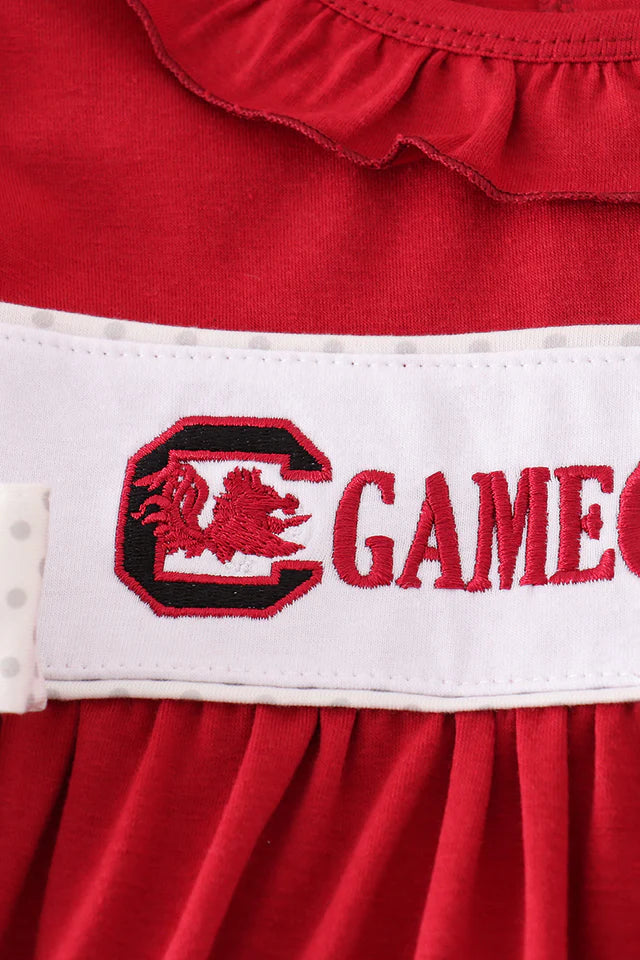 Gamecocks Embroidery Ruffle Dress - Wild Lapin Children’s Boutique
