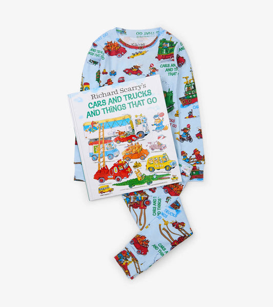 Cars and trucks and things that go book and pajama set