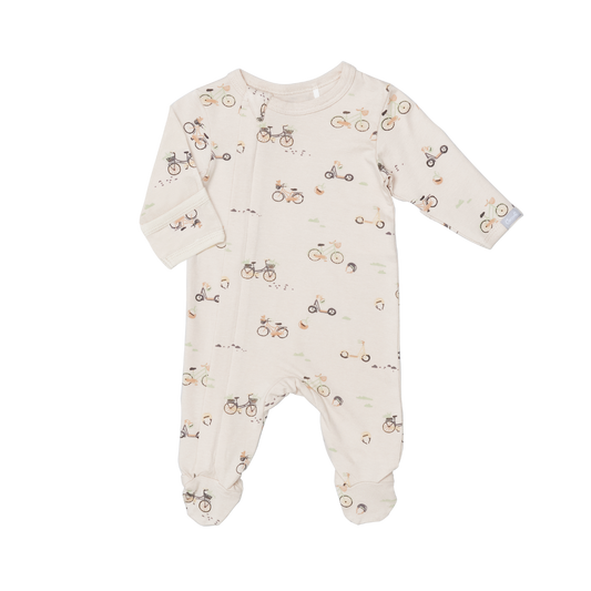 Bikes Cotton zipper footie