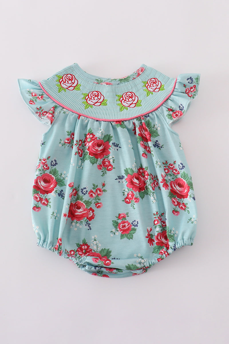Rosebud Bliss Print Smocked Bubble - Wild Lapin Children’s Boutique