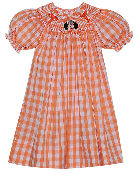 Hound dog orange and white dress