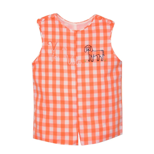 Hound dog orange and white shortall