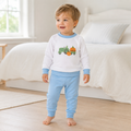 Pumpkin Tractor Applique Pullover Sweatshirt - Light Blue