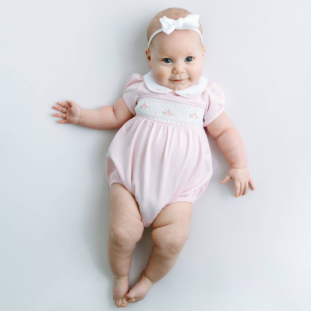 Willow's Classics Smocked Short Sleeve Bubble - Pink: