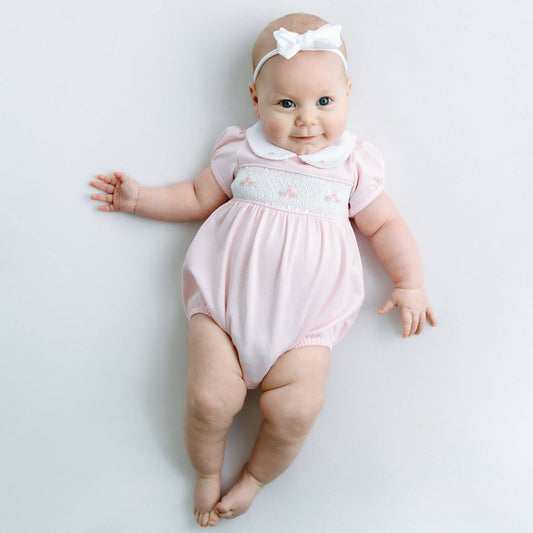 Willow's Classics Smocked Short Sleeve Bubble - Pink: