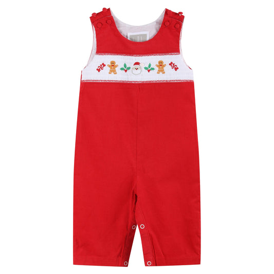 Red Velvet Christmas Smocked Overalls: