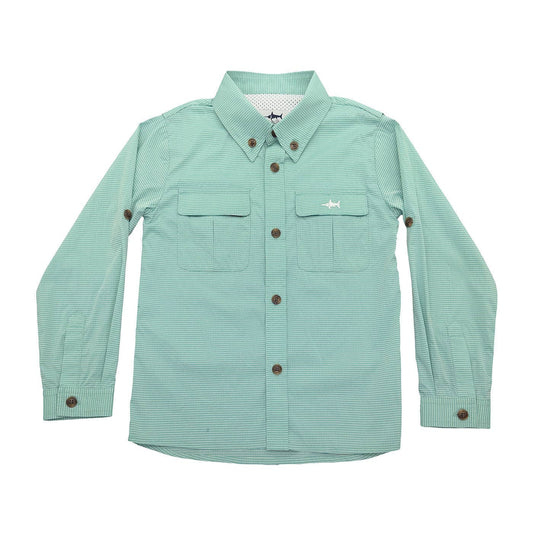 Flagler Performance Fishing Shirt Green Stripe: Green Stripe