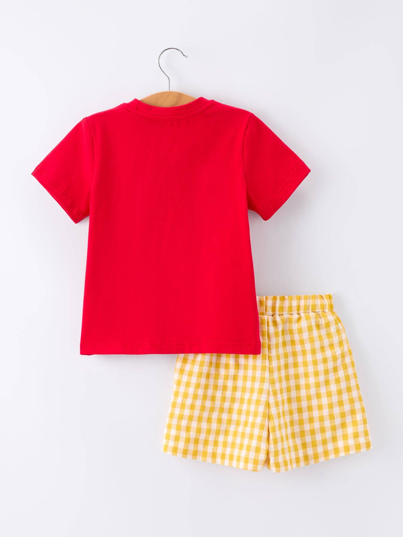 Back to School Crayon Smocked Boys Plaid Shorts Set: