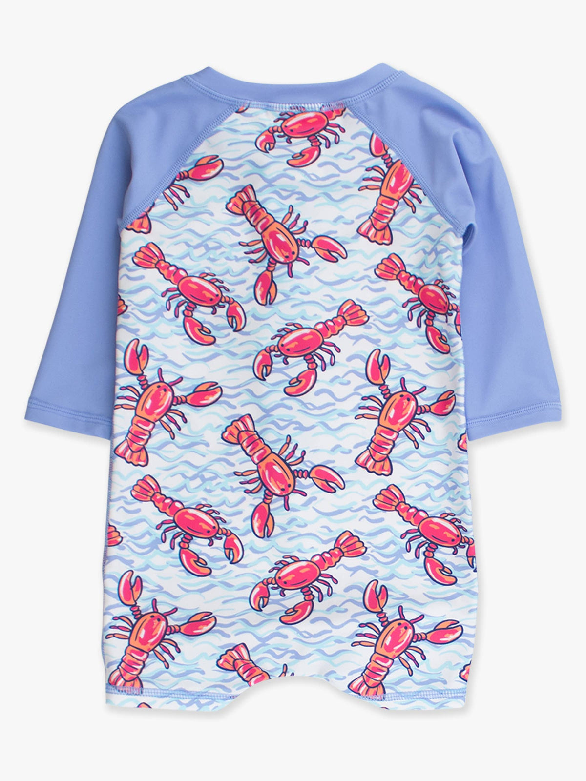 Baby Boys Blue Lobster Lagoon Long Sleeve One Piece Rash Guard Swimsuit