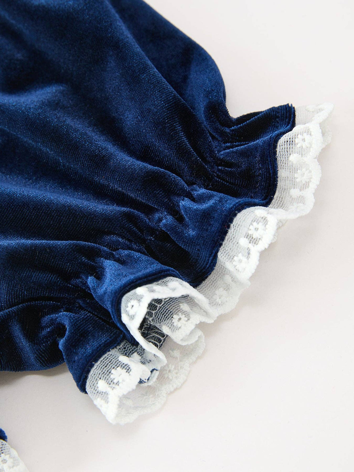 Girls Christmas Navy Velvet Smocked Top And Bloomers Outfit