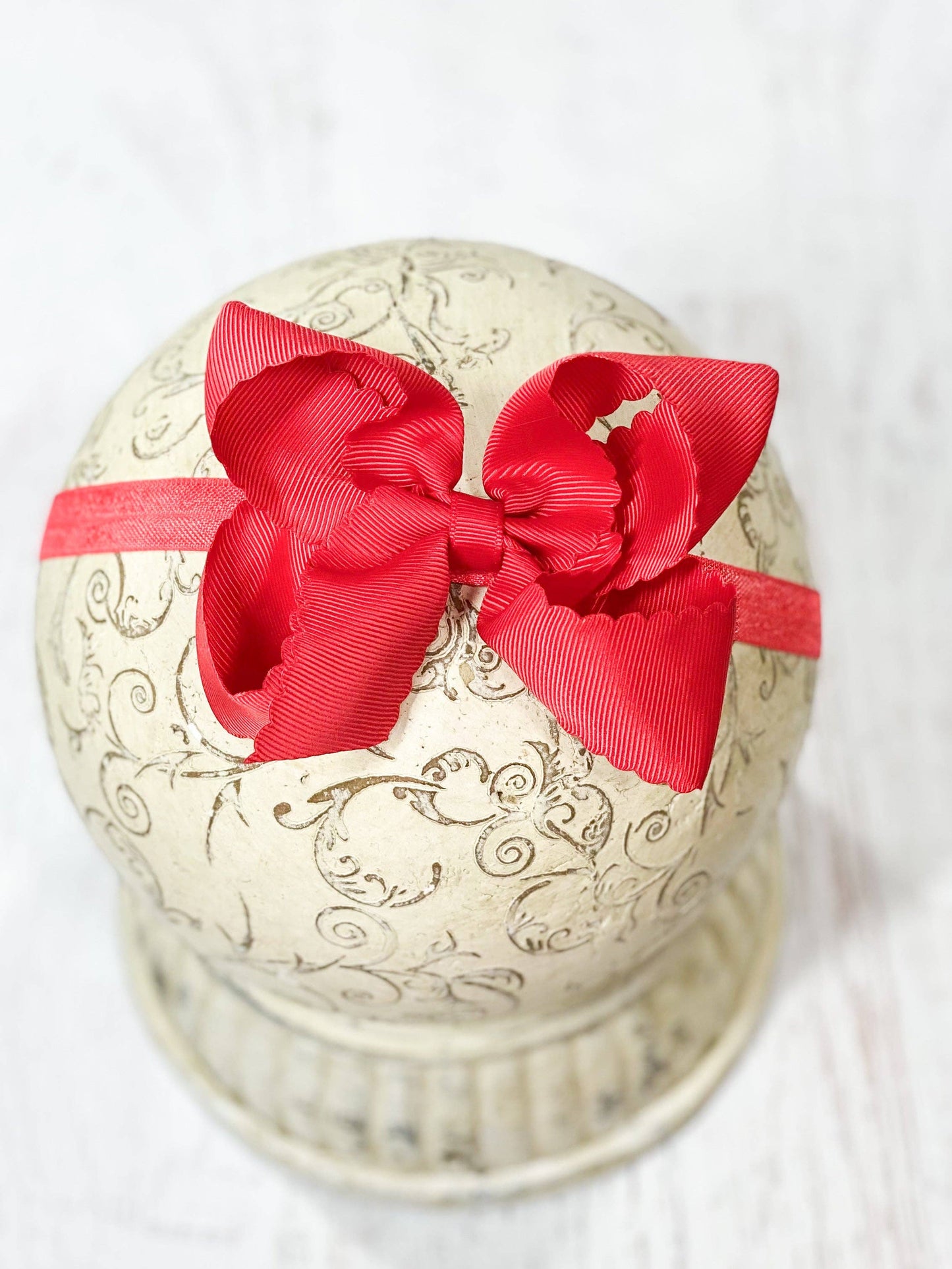 Classic Scalloped Bow - Headband - 4.5": Emerald