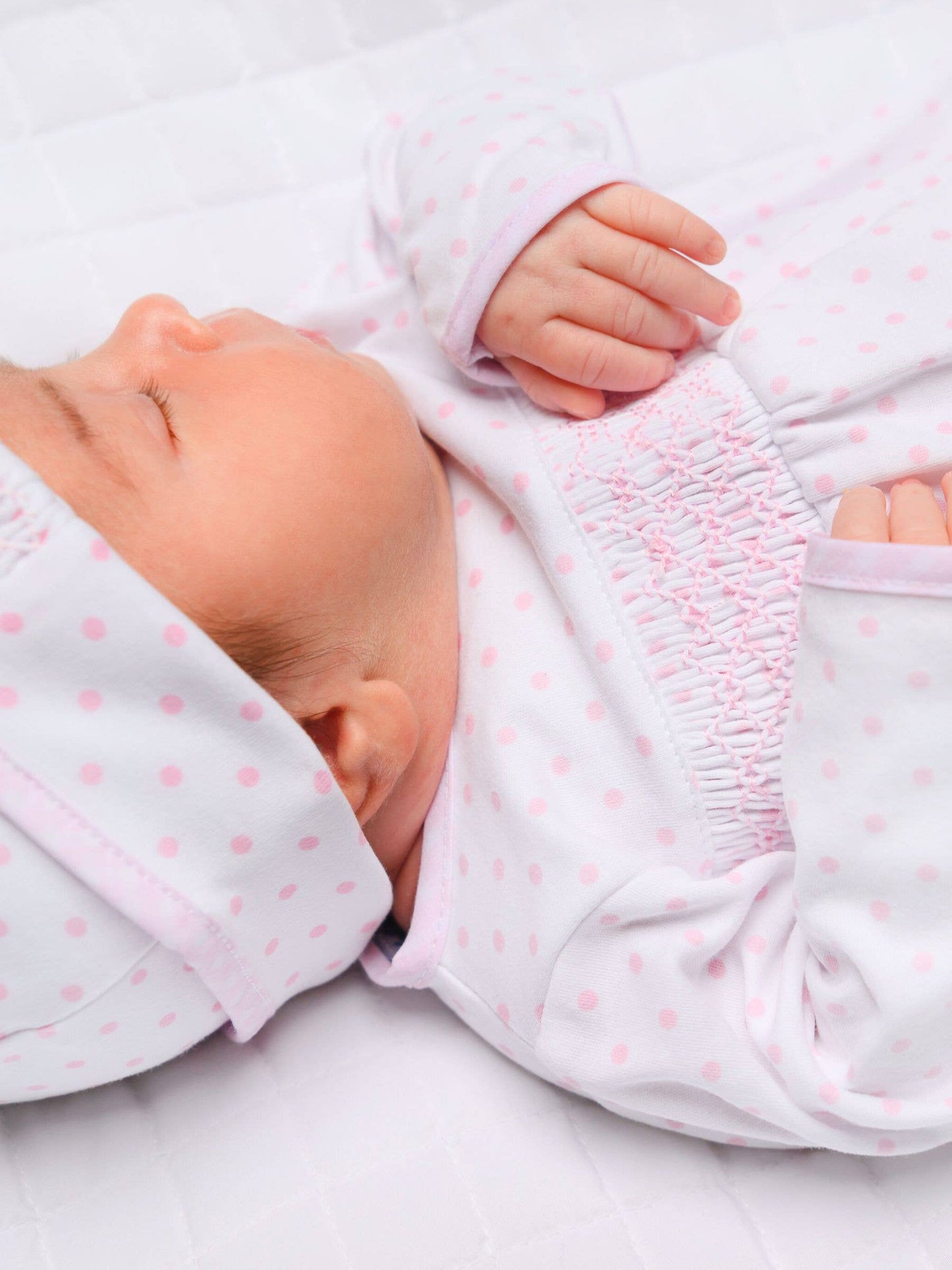 Gingham Dots Smocked Footie - Pink: Pink