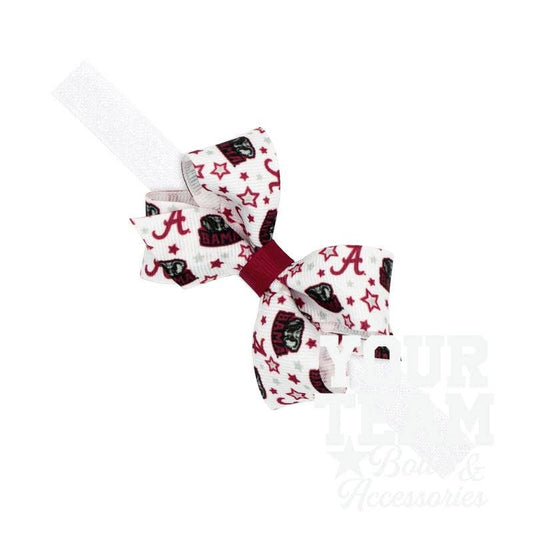 Mini Alabama Logo Print Hair Bow on Baby Band: ALABAMA / ONE SIZE