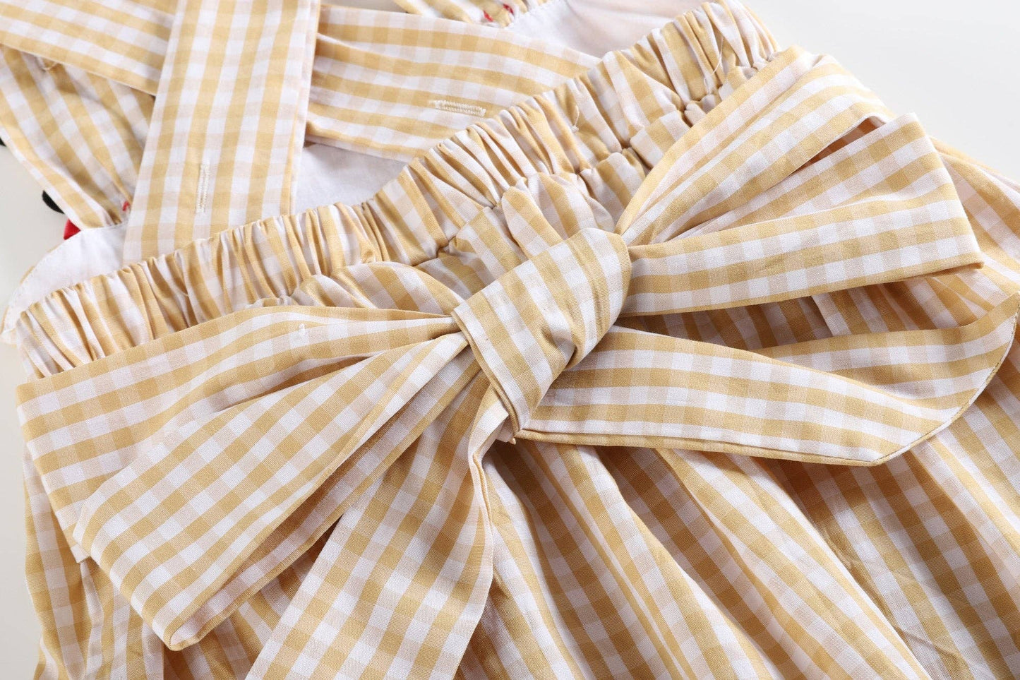 Fawn Brown Gingham Reindeer Pocket Jumper Dress: 3-6M