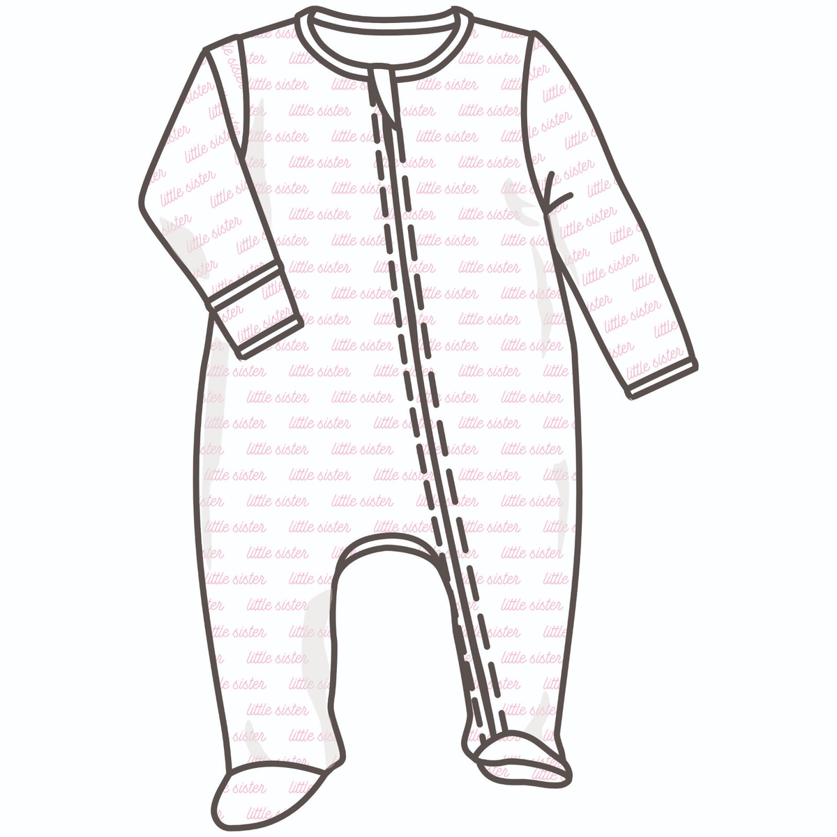 Little Sister Print Zip Footie