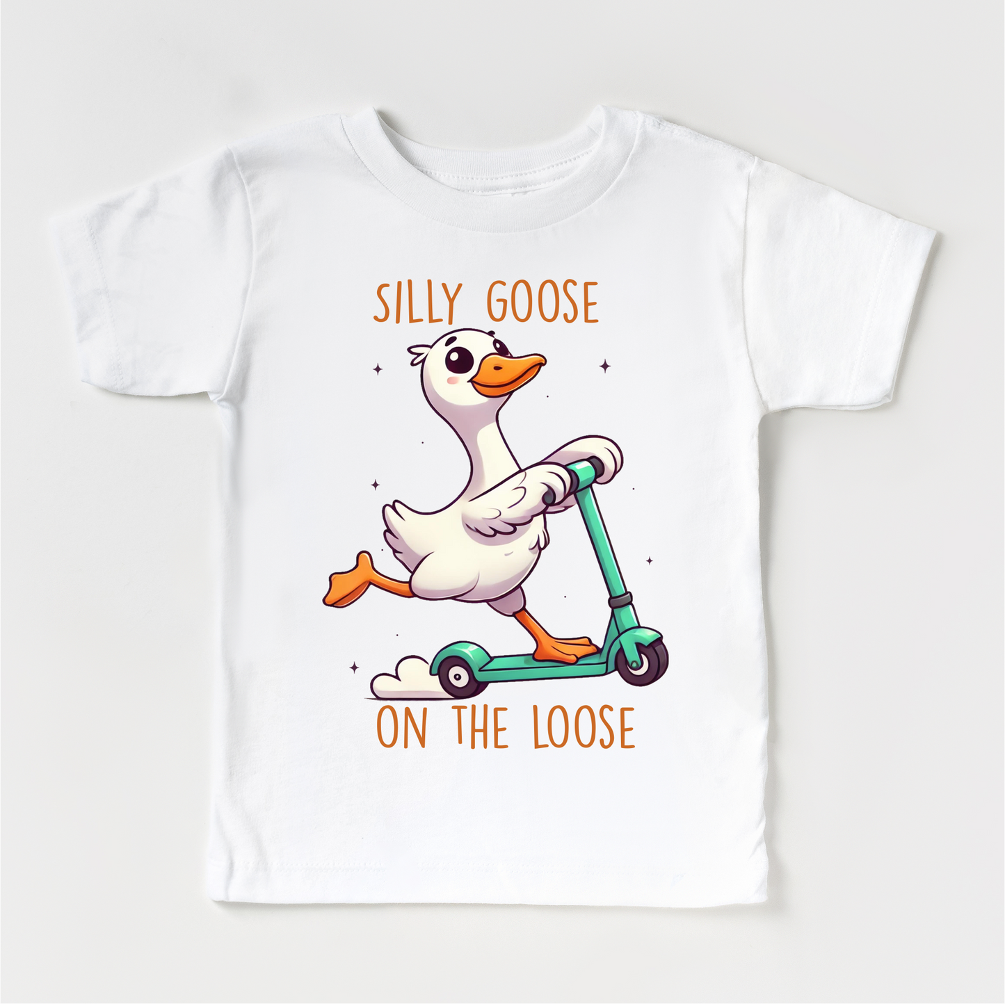 Silly Goose On The Loose Shirt - Funny Kids Tee: White Long Sleeve Tee