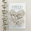 Pigtail Bow Clip Set - Smokey White - Wild Lapin Children’s Boutique