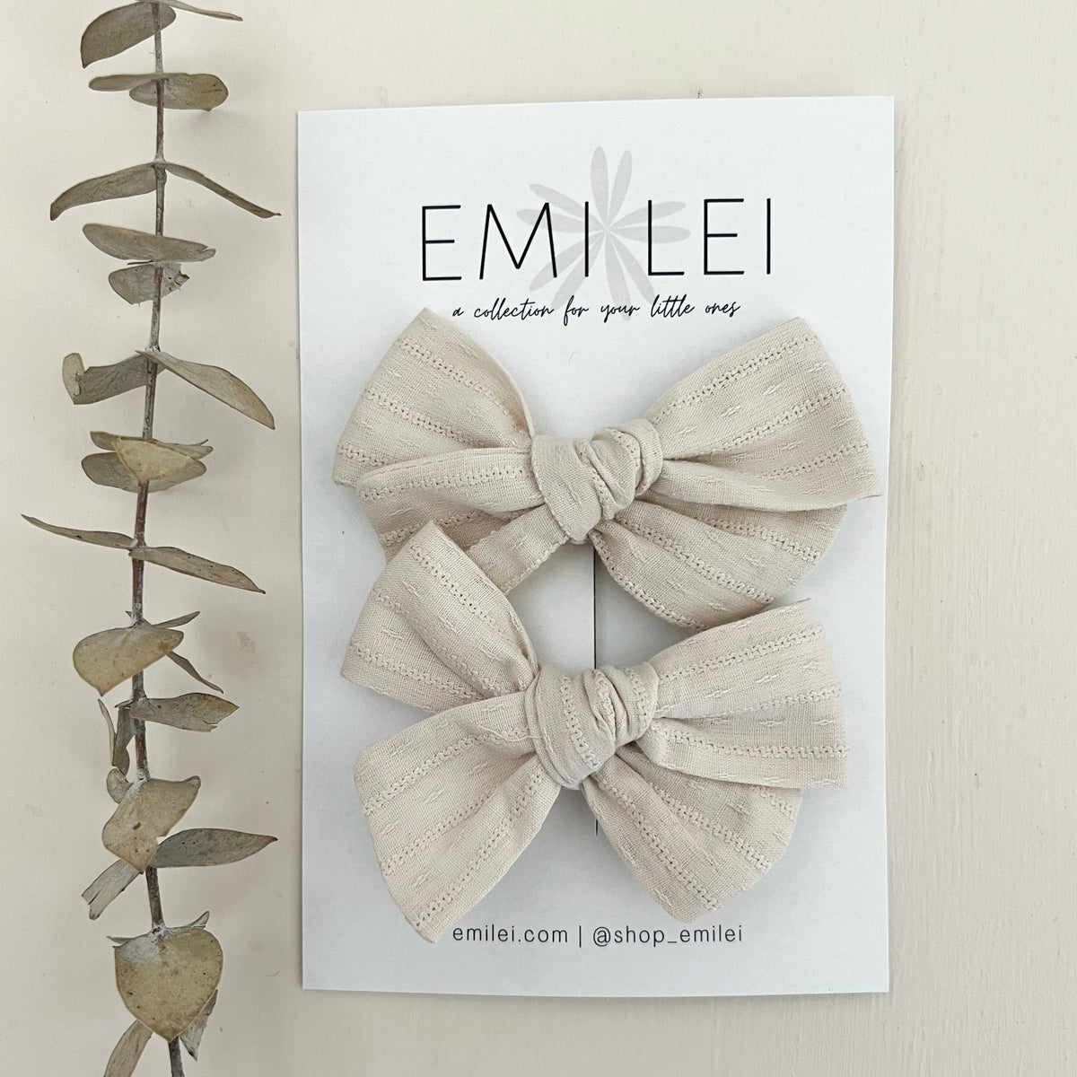Pigtail Bow Clip Set - Smokey White - Wild Lapin Children’s Boutique