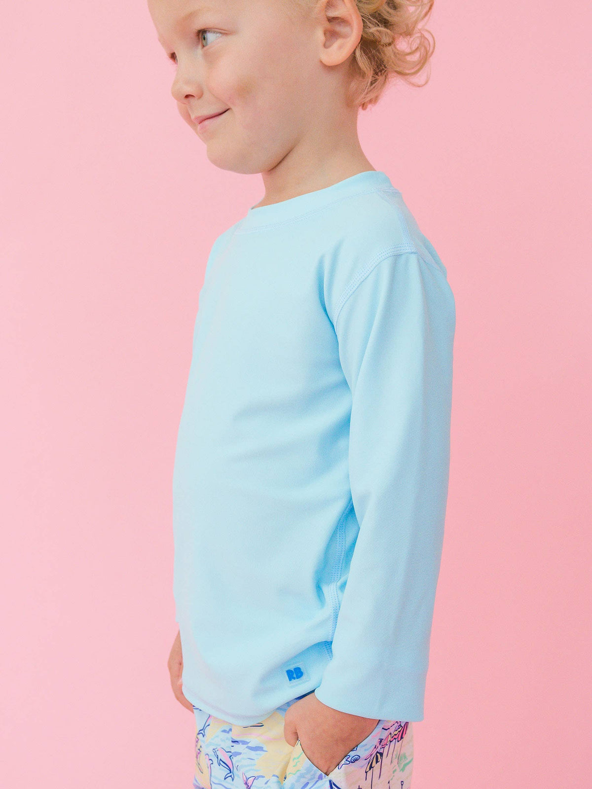 Boys Blue Breeze Long Sleeve Rash Guard: Blue
