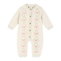 Evie Bow Pointelle Knit Baby Jumpsuit (Organic Cotton): Ecru