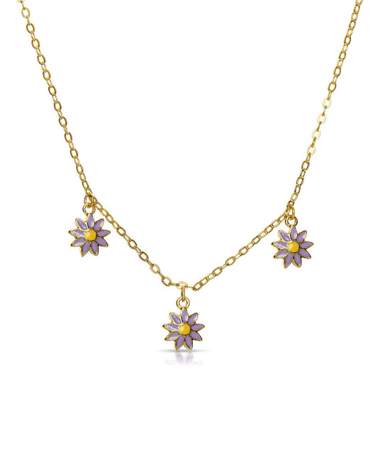 Purple flower pendant necklace