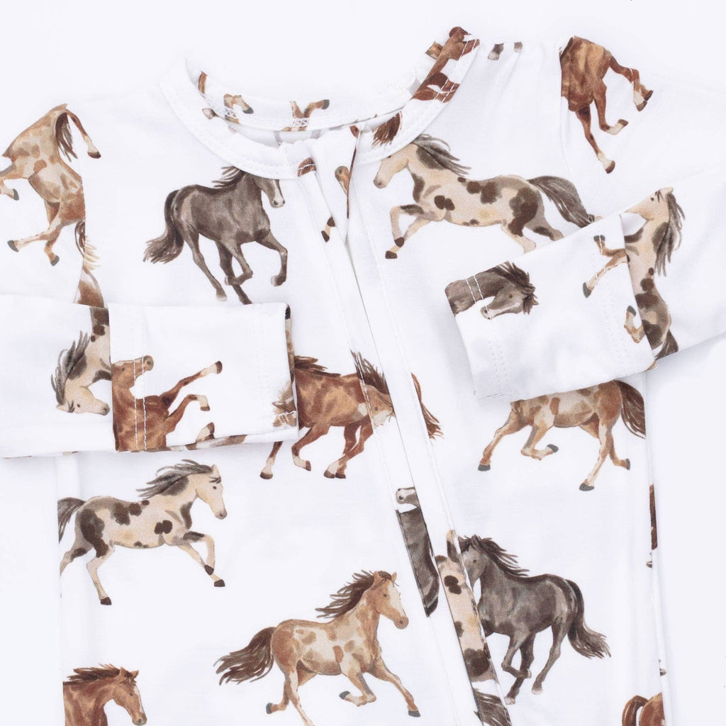 Wild Horses - 2 Way Zipper Footie: NB