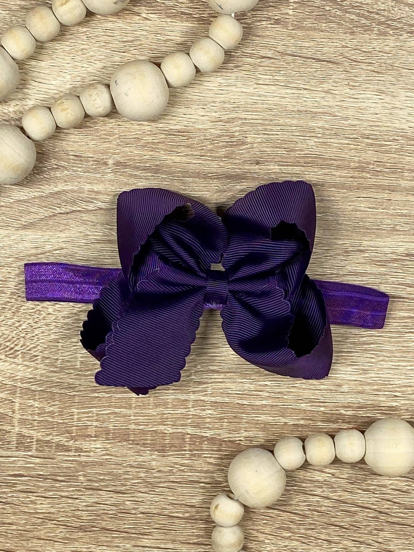 Classic Scalloped Bow - Headband - 4.5": Navy