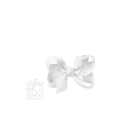 SIGNATURE GROSGRAIN BOW ON CLIP: 3.5" Medium - 7/8" Ribbon on Alligator Clip / WHITE